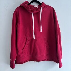 Kirundo Women’s Burgundy Pullover Hoodie – Size M – Raw Hem